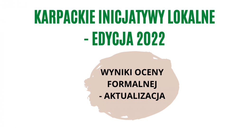 Karpackie inicjatywy lokalne - aktualizacji wyników oceny formalnej