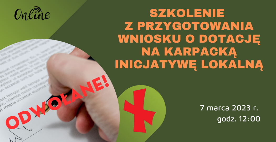 Szkolenie z przygotowania wniosków - odwołane 